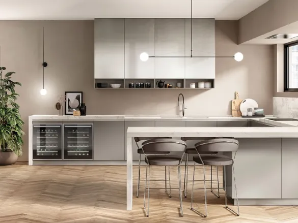 Cucina grigio design ad isola Delinea Scavolini a soli 19285€