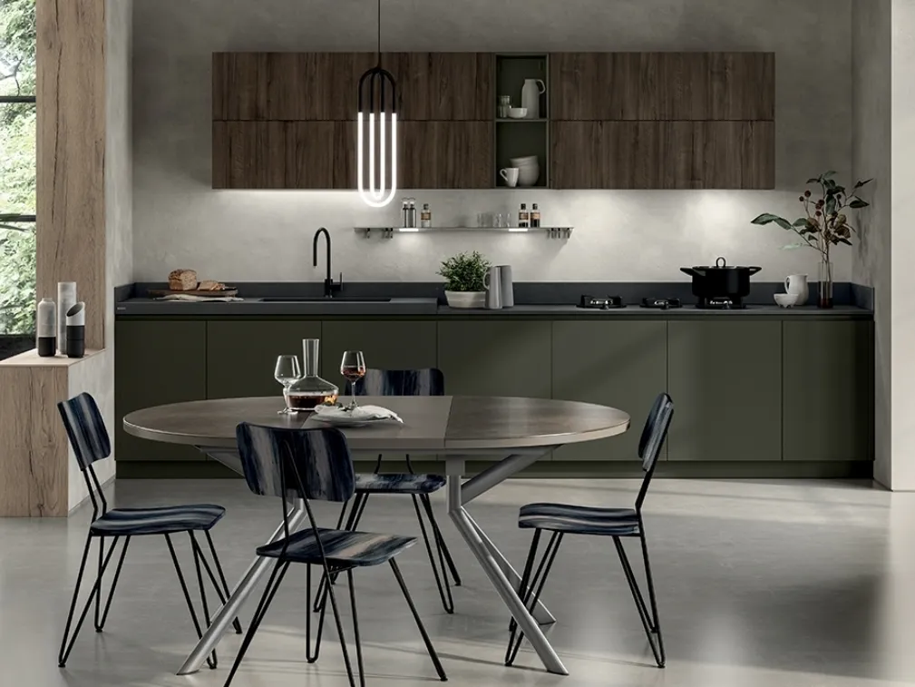 Cucina Moderna Liberamente Verde Minerale e Noce Garden di Scavolini