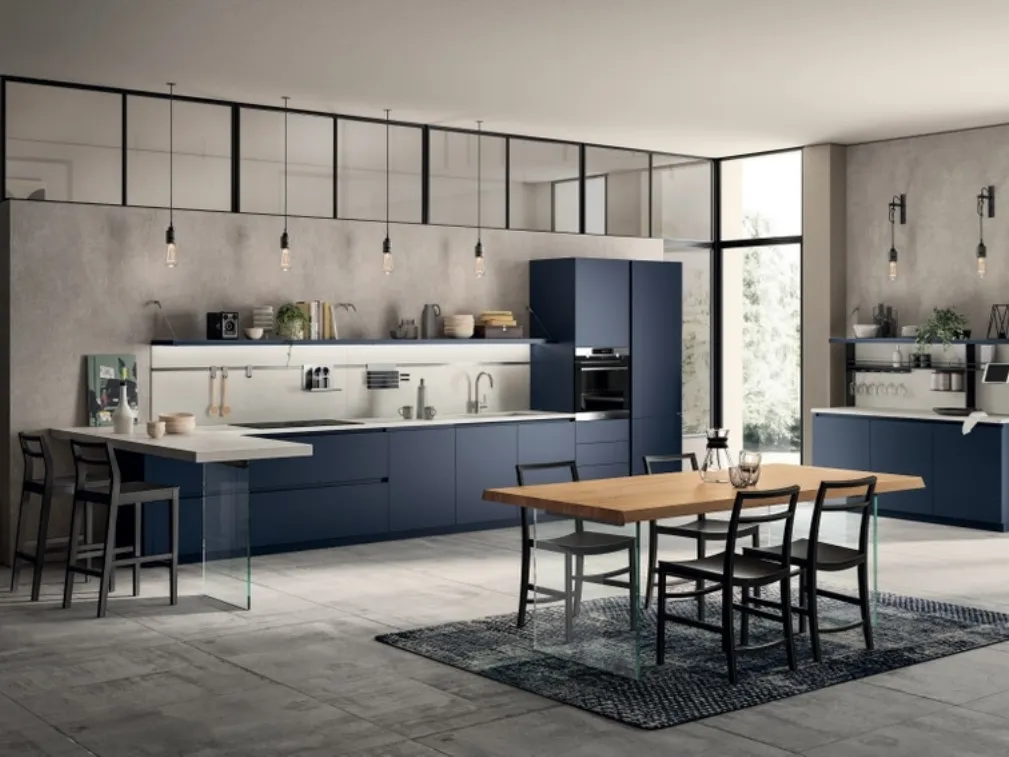 Cucina Moderna Liberamente in laccato opaco Blu Moon di Scavolini