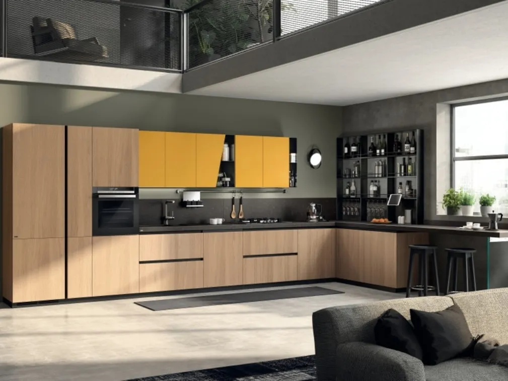 Cucina Moderna Liberamente Rovere Grano e Giallo Senape di Scavolini