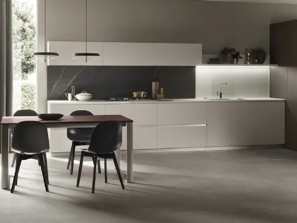 Franco Arredamenti - Cucina Scavolini Mod. Lumina Laccato Bianco opaco  Scav028 e pensili Libra Rovere Pecan Scav. 996- zoccolo h.7 e gole titanio.  - SCAVOLINILUIMINA-2022